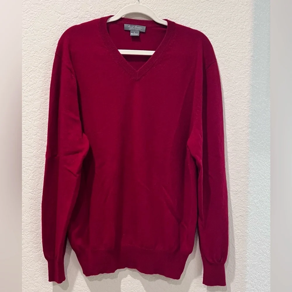 Daniel Cremieux Signature Collection Red Cashmere V-Neck Sweater | Size Large